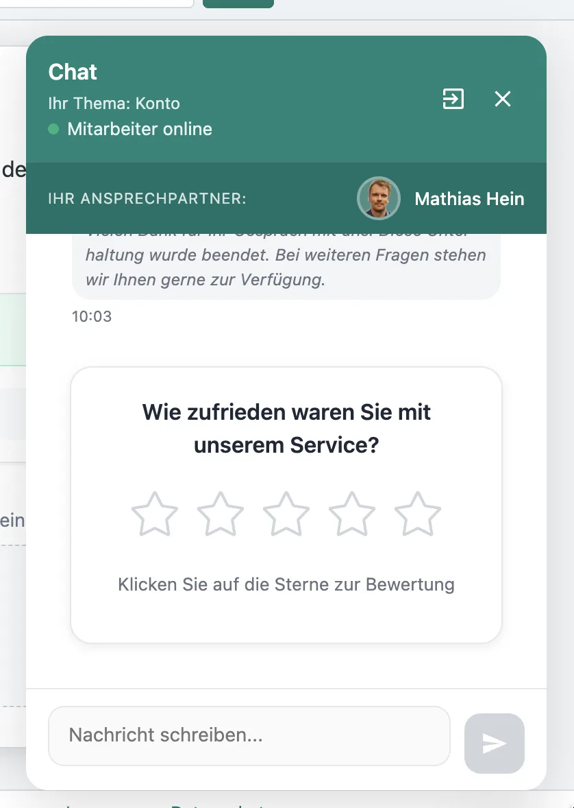 Bewertungsaufforderung nach Gesprächsende