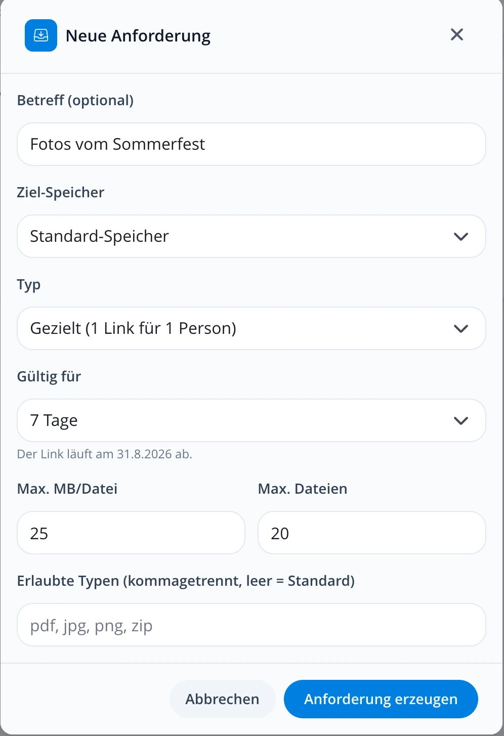 Dateien anfordern — die andere Richtung
